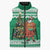 Personalized Nigeria Christmas Sleeveless Puffer Jacket Black Santa With Jollof Rice - Wonder Print Shop