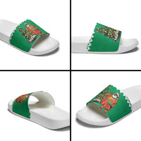Nigeria Christmas Slide Sandals Black Santa With Jollof Rice - Wonder Print Shop