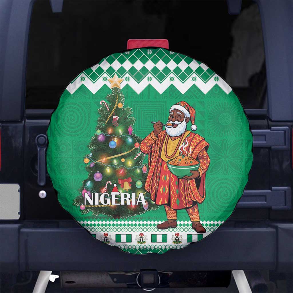 Nigeria Christmas Spare Tire Cover Black Santa With Jollof Rice - Wonder Print Shop