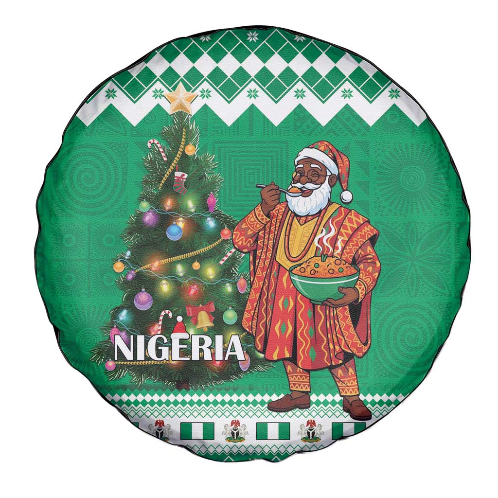 Nigeria Christmas Spare Tire Cover Black Santa With Jollof Rice - Wonder Print Shop