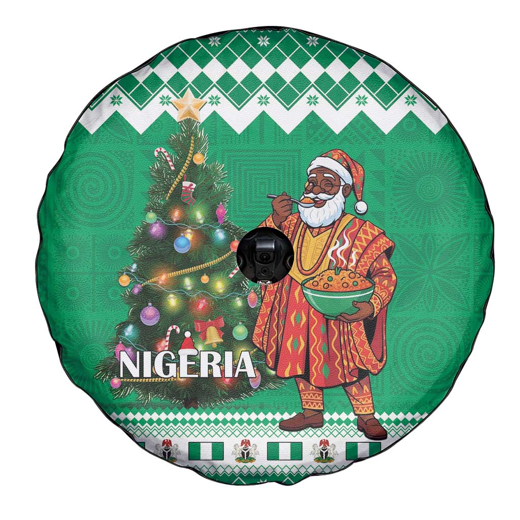 Nigeria Christmas Spare Tire Cover Black Santa With Jollof Rice - Wonder Print Shop