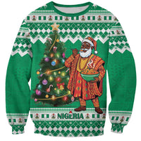 Personalized Nigeria Christmas Sweatshirt Black Santa With Jollof Rice - Wonder Print Shop