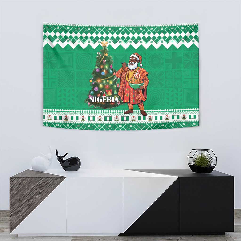 Nigeria Christmas Tapestry Black Santa With Jollof Rice - Wonder Print Shop