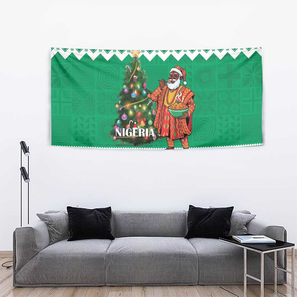 Nigeria Christmas Tapestry Black Santa With Jollof Rice - Wonder Print Shop