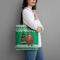 Nigeria Christmas Tote Bag Black Santa With Jollof Rice - Wonder Print Shop