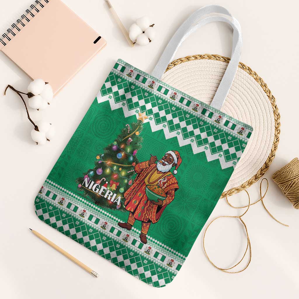 Nigeria Christmas Tote Bag Black Santa With Jollof Rice - Wonder Print Shop