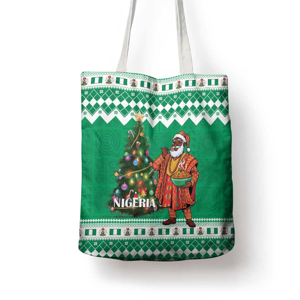 Nigeria Christmas Tote Bag Black Santa With Jollof Rice - Wonder Print Shop