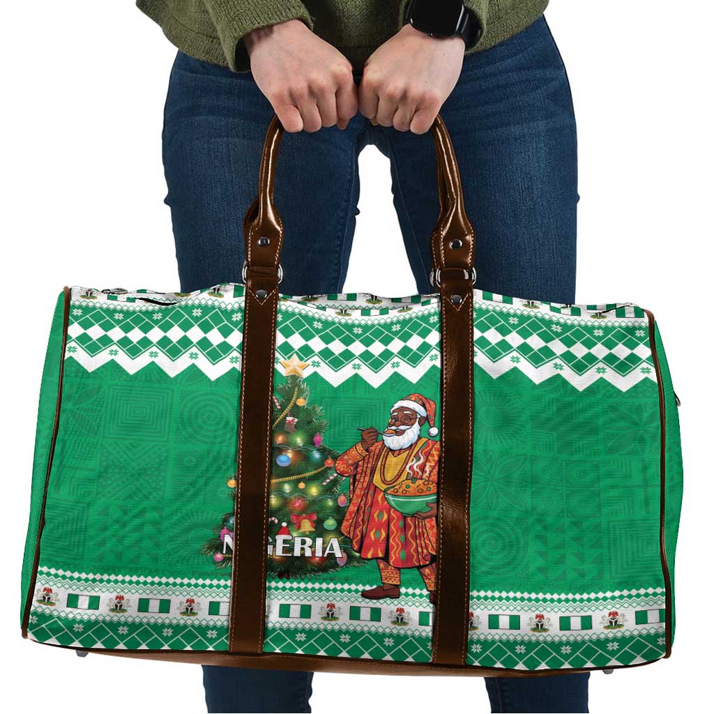 Nigeria Christmas Travel Bag Black Santa With Jollof Rice - Wonder Print Shop