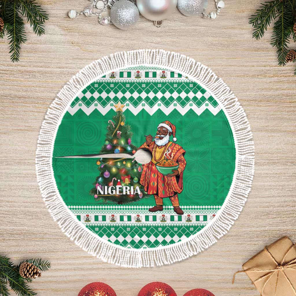 Nigeria Christmas Tree Skirt Black Santa With Jollof Rice - Wonder Print Shop