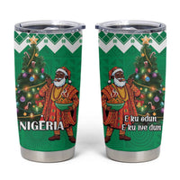 Nigeria Christmas Tumbler Cup Black Santa With Jollof Rice - Wonder Print Shop