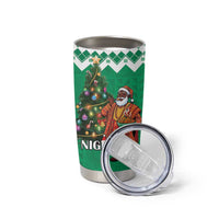 Nigeria Christmas Tumbler Cup Black Santa With Jollof Rice - Wonder Print Shop