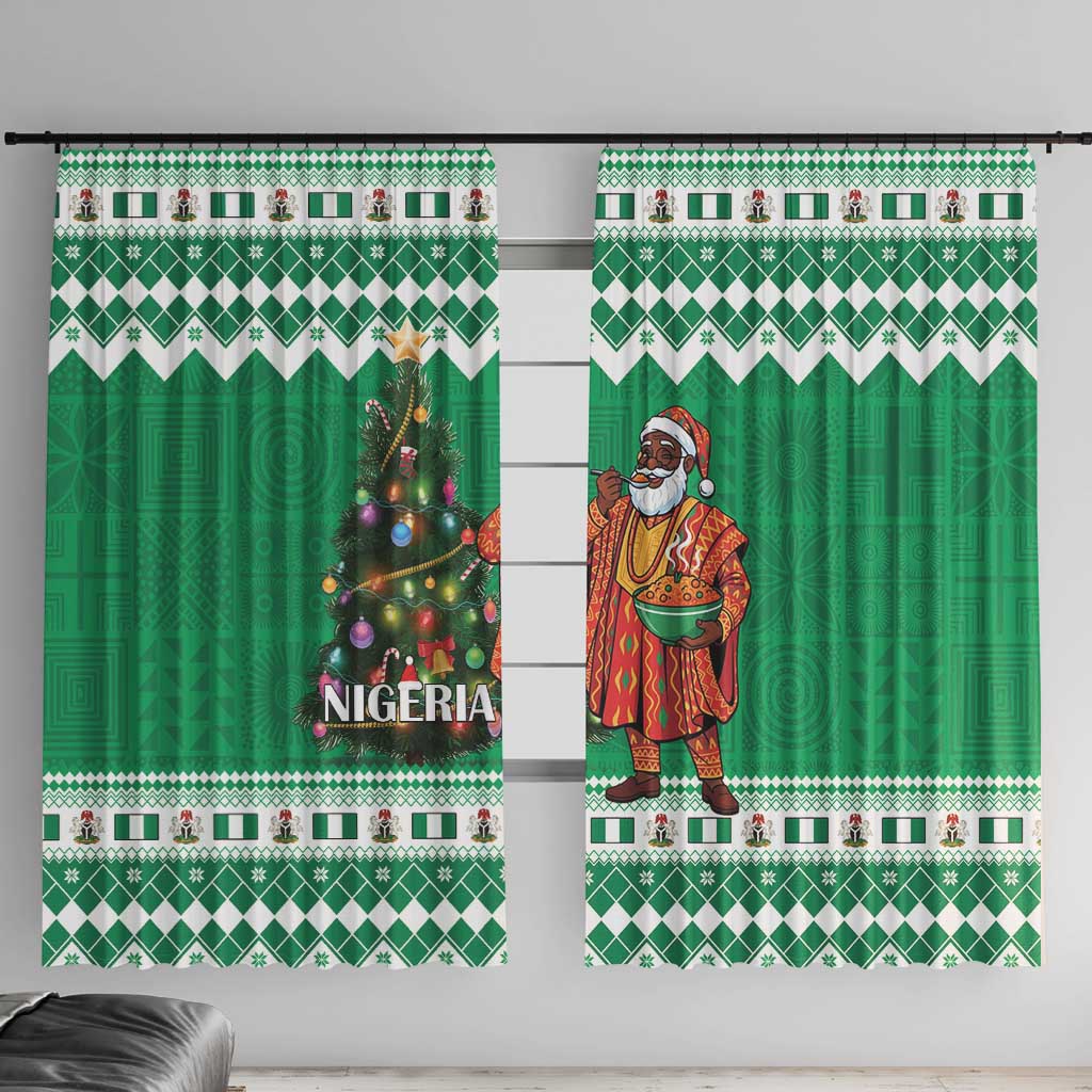 Nigeria Christmas Window Curtain Black Santa With Jollof Rice - Wonder Print Shop