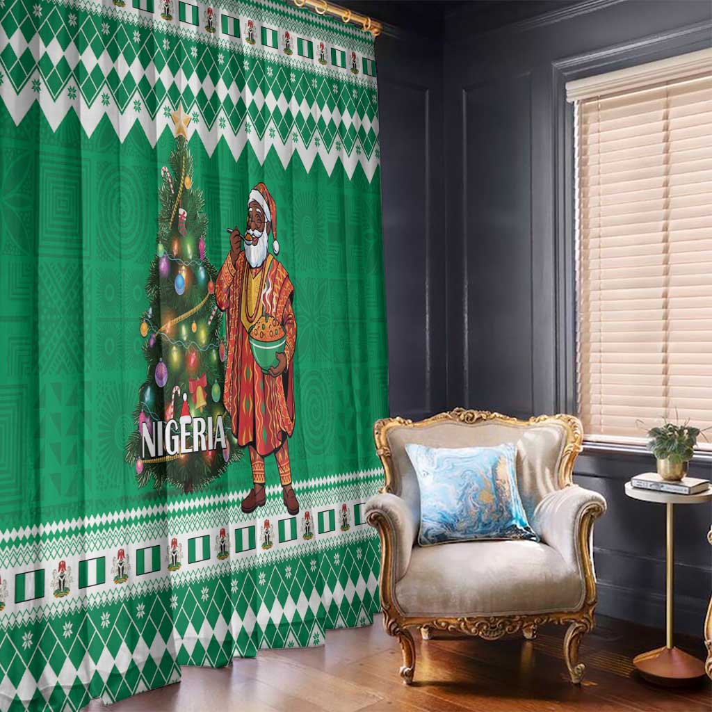 Nigeria Christmas Window Curtain Black Santa With Jollof Rice - Wonder Print Shop