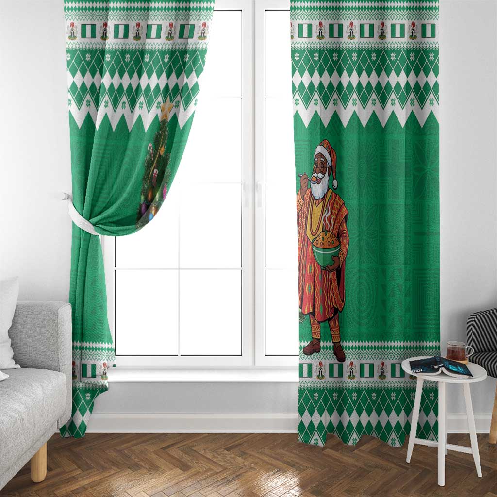 Nigeria Christmas Window Curtain Black Santa With Jollof Rice - Wonder Print Shop