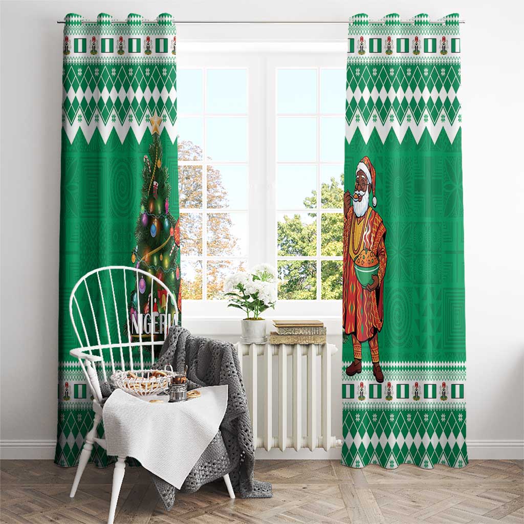 Nigeria Christmas Window Curtain Black Santa With Jollof Rice - Wonder Print Shop