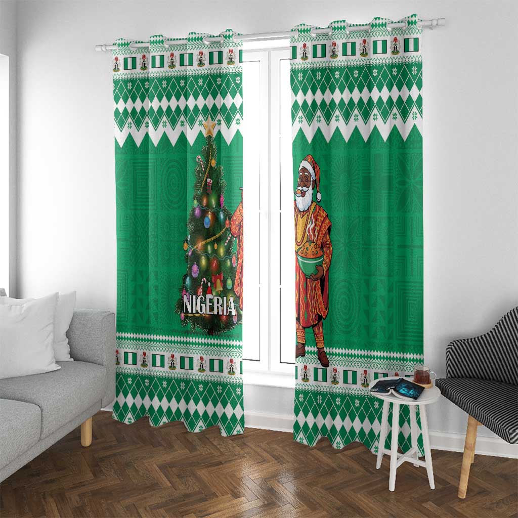 Nigeria Christmas Window Curtain Black Santa With Jollof Rice - Wonder Print Shop