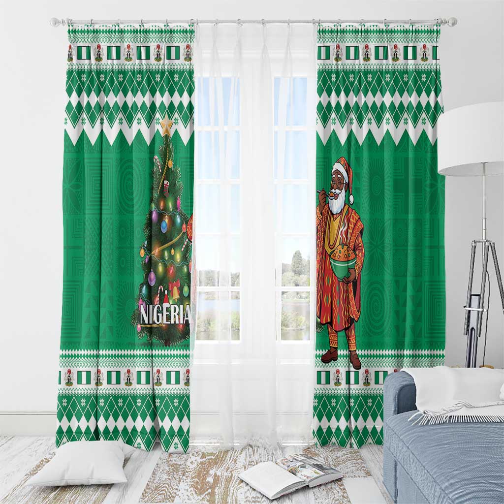 Nigeria Christmas Window Curtain Black Santa With Jollof Rice - Wonder Print Shop