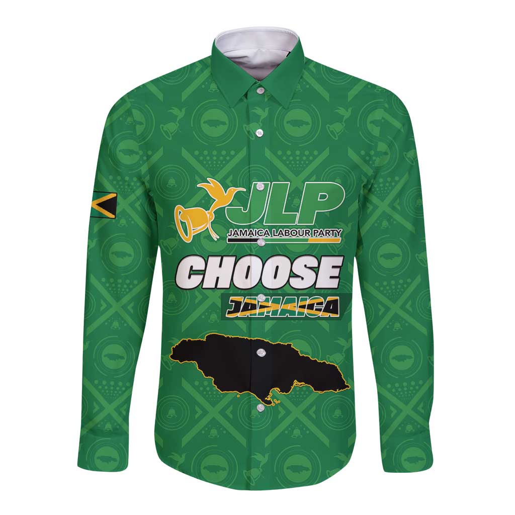 Personalized Jamaica Labour Party Long Sleeve Button Shirt Choose Jamica - Wonder Print Shop