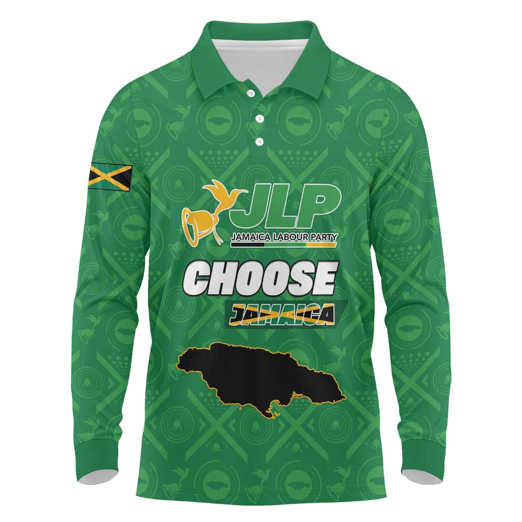 Personalized Jamaica Labour Party Long Sleeve Polo Shirt Choose Jamica - Wonder Print Shop