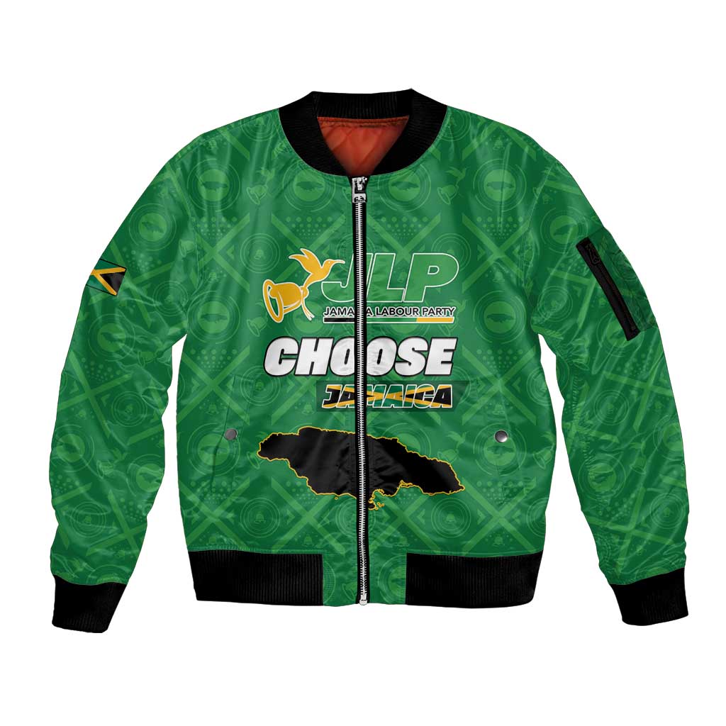 Personalized Jamaica Labour Party Sleeve Zip Bomber Jacket Choose Jamica - Wonder Print Shop