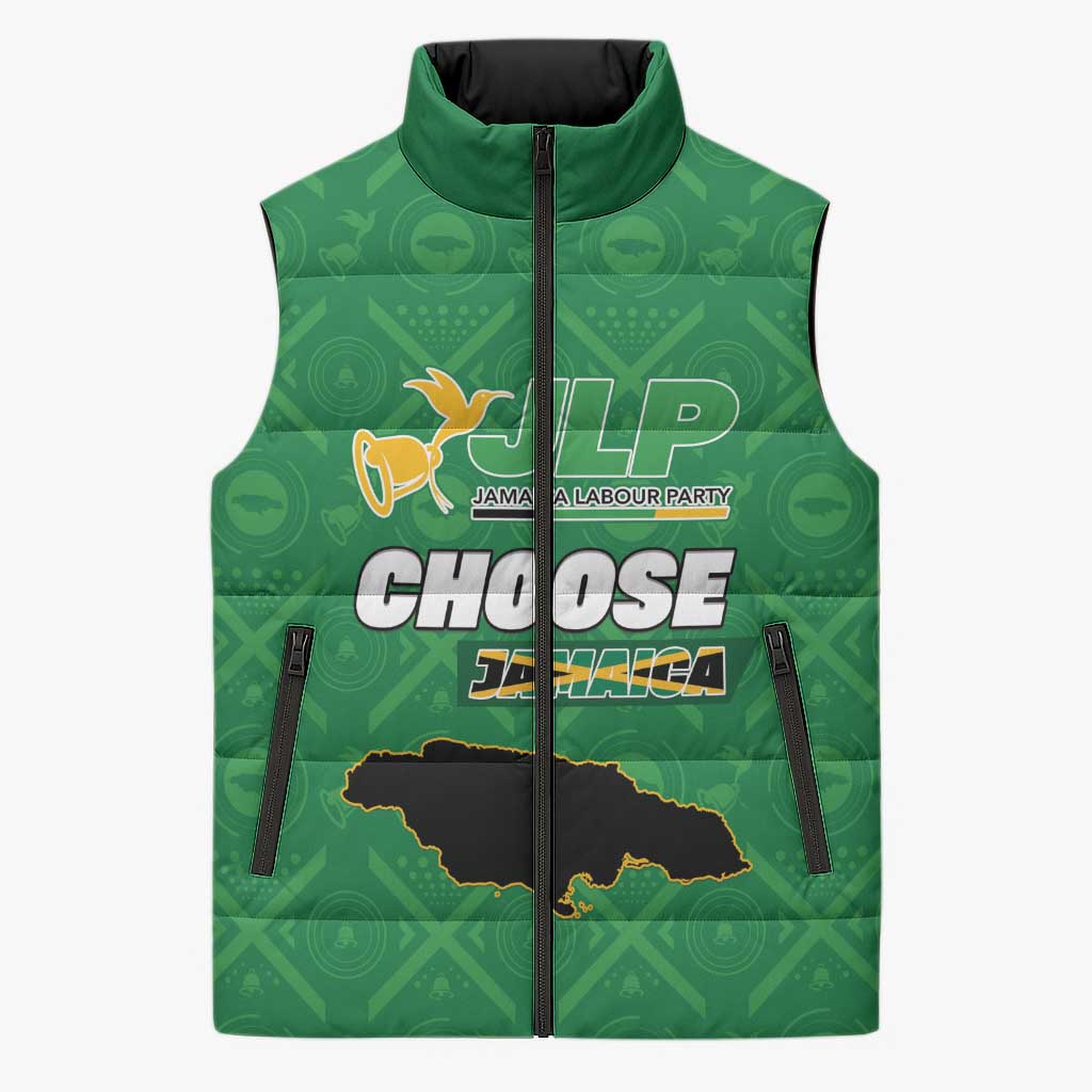 Personalized Jamaica Labour Party Sleeveless Puffer Jacket Choose Jamica - Wonder Print Shop