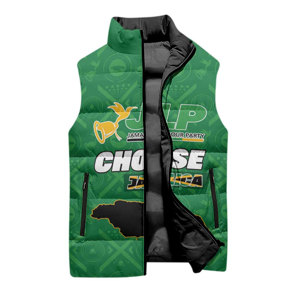 Personalized Jamaica Labour Party Sleeveless Puffer Jacket Choose Jamica - Wonder Print Shop