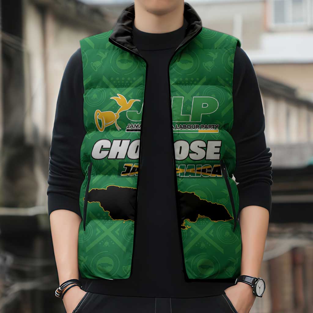 Personalized Jamaica Labour Party Sleeveless Puffer Jacket Choose Jamica - Wonder Print Shop