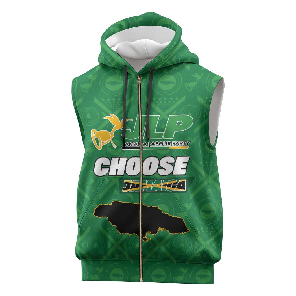 Personalized Jamaica Labour Party Sleeveless Zip Hoodie Choose Jamica - Wonder Print Shop