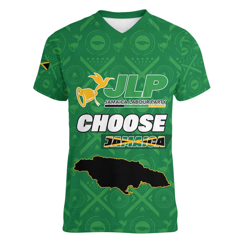 Personalized Jamaica Labour Party Women V-Neck T-Shirt Choose Jamica - Wonder Print Shop
