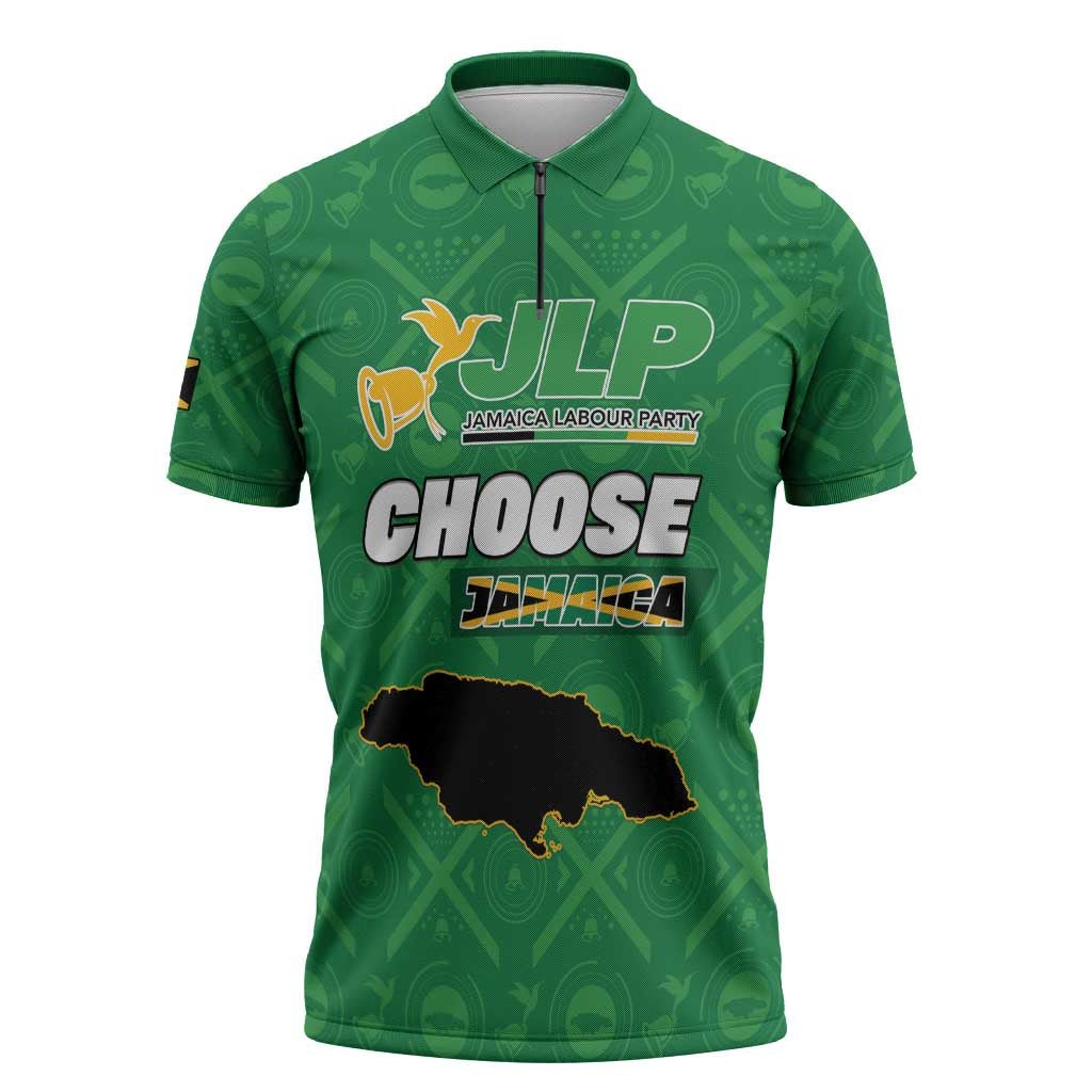 Personalized Jamaica Labour Party Zipper Polo Shirt Choose Jamica - Wonder Print Shop