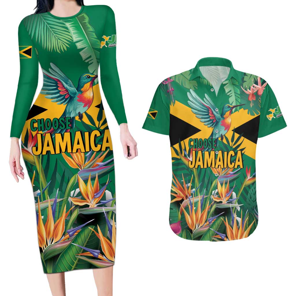 JLP 1PM Holness Couples Matching Long Sleeve Bodycon Dress and Hawaiian Shirt Jamaica Labour Party - Tropical Style - Wonder Print Shop
