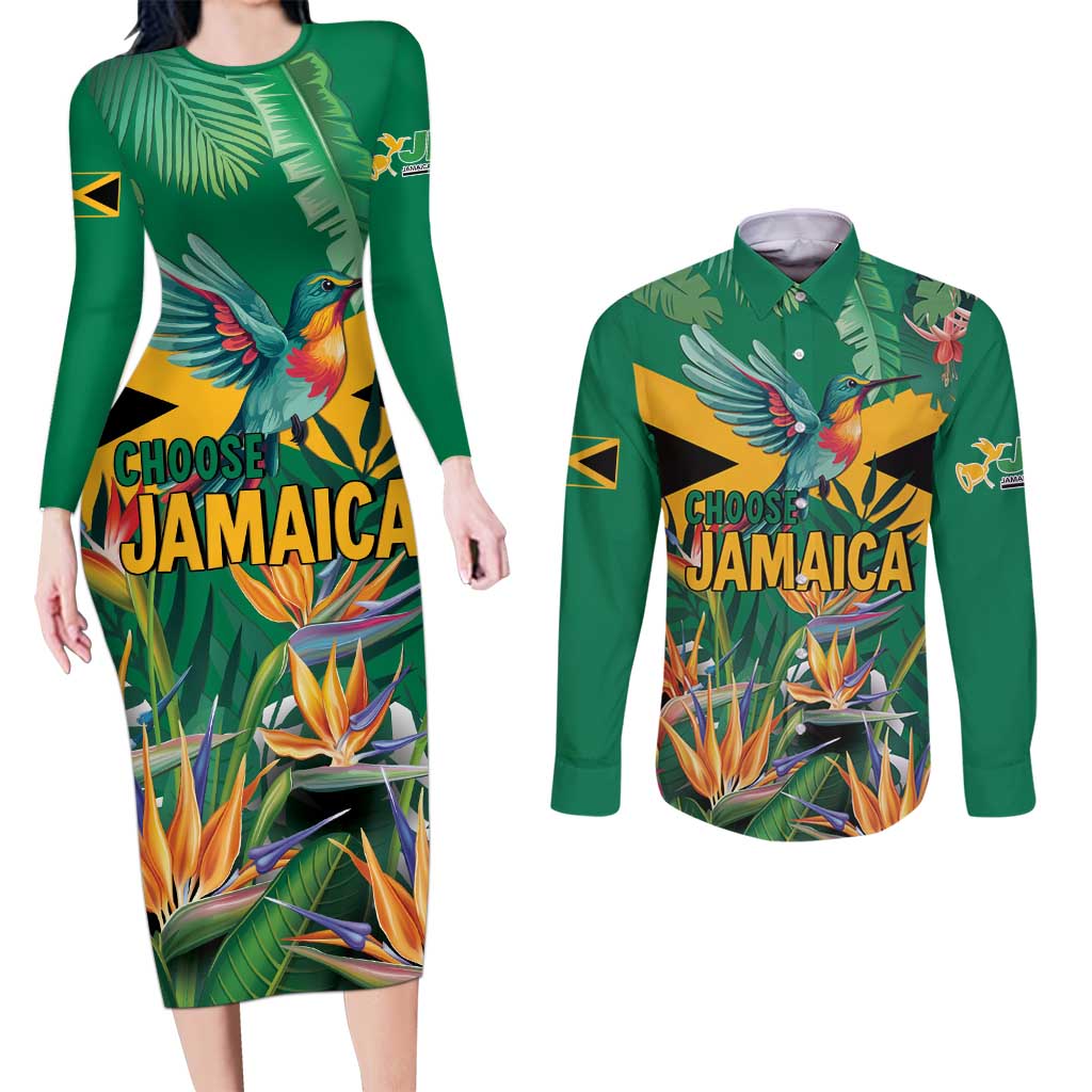 JLP 1PM Holness Couples Matching Long Sleeve Bodycon Dress and Long Sleeve Button Shirt Jamaica Labour Party - Tropical Style - Wonder Print Shop