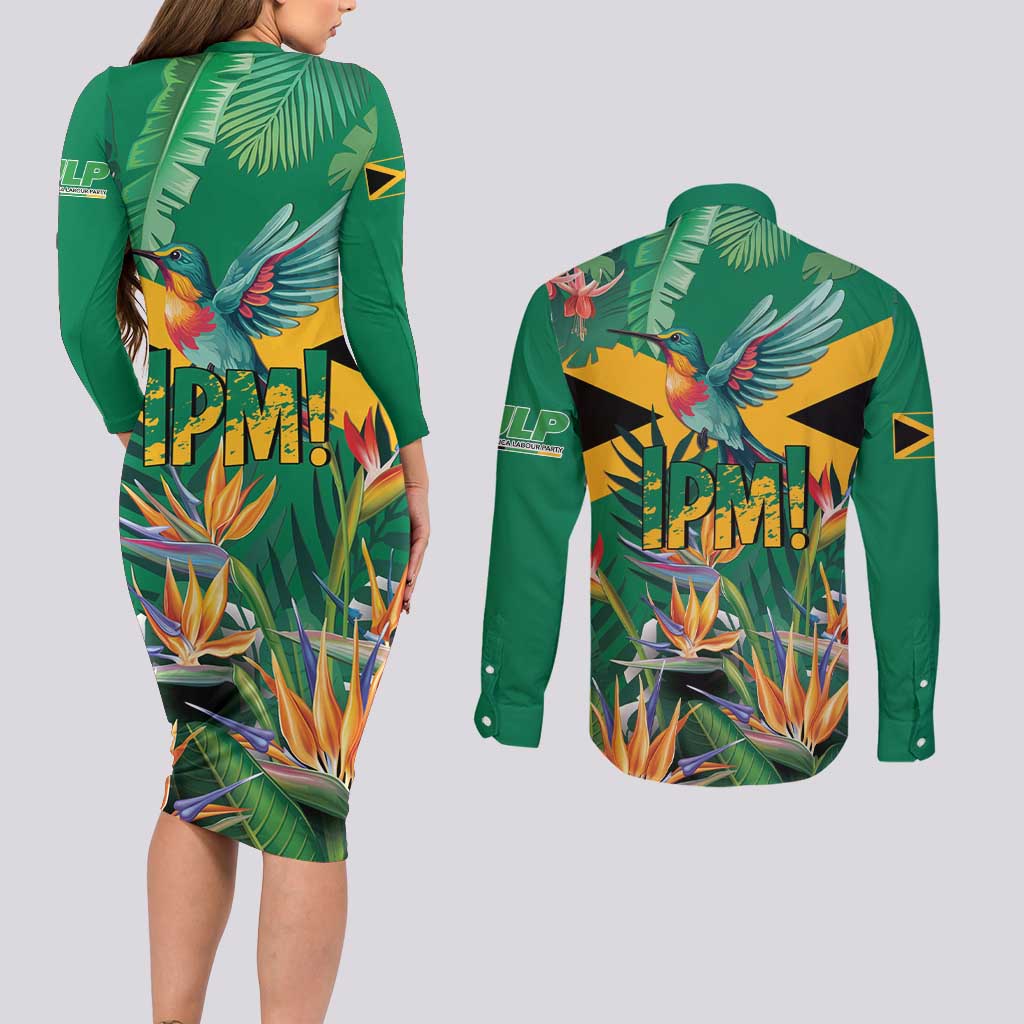 JLP 1PM Holness Couples Matching Long Sleeve Bodycon Dress and Long Sleeve Button Shirt Jamaica Labour Party - Tropical Style - Wonder Print Shop