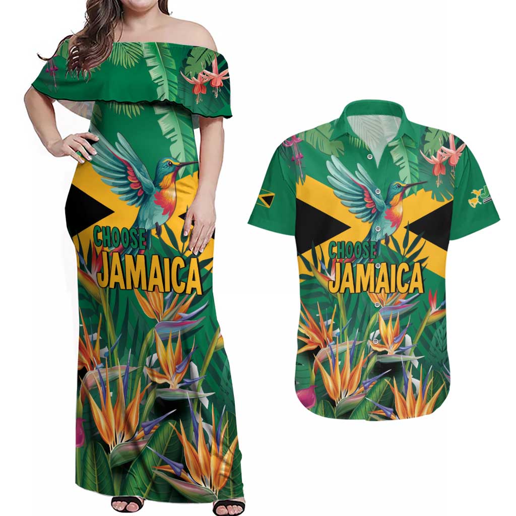 JLP 1PM Holness Couples Matching Off Shoulder Maxi Dress and Hawaiian Shirt Jamaica Labour Party - Tropical Style - Wonder Print Shop