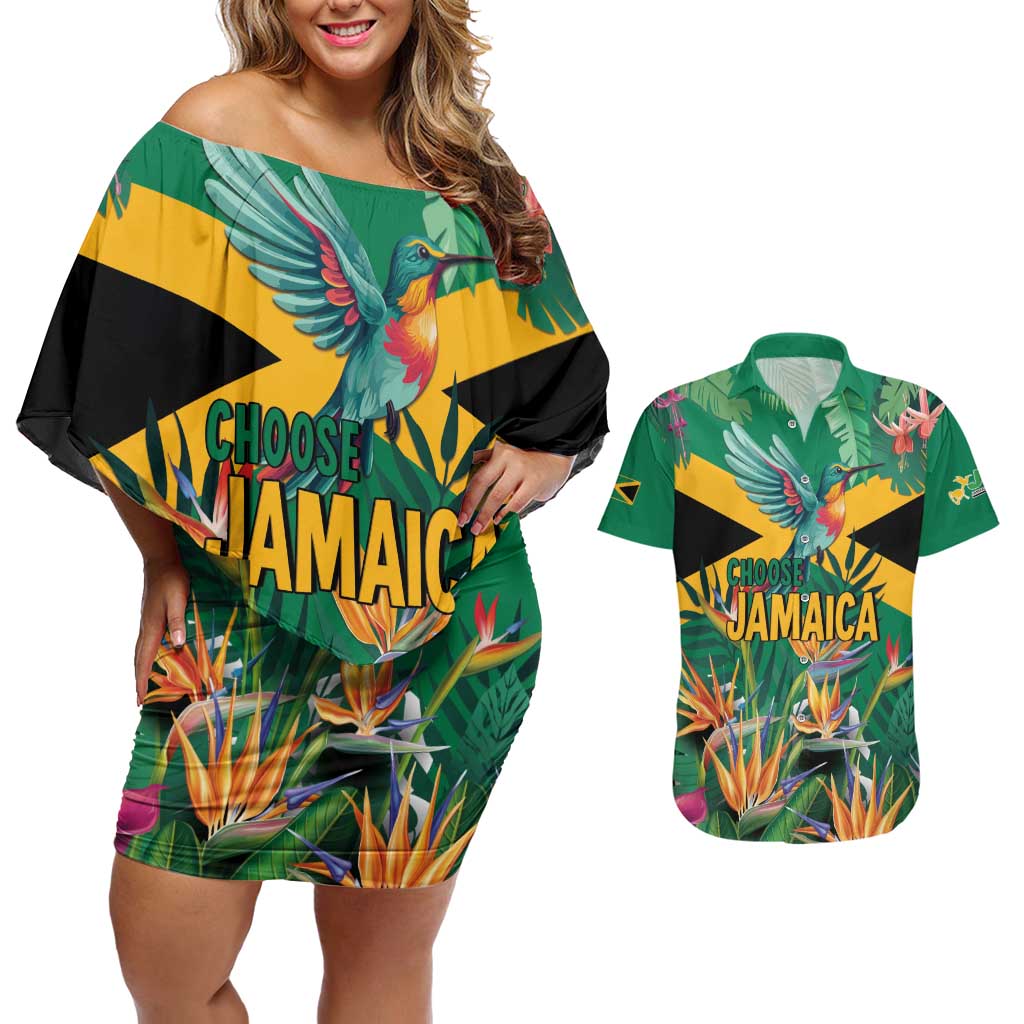 JLP 1PM Holness Couples Matching Off Shoulder Short Dress and Hawaiian Shirt Jamaica Labour Party - Tropical Style - Wonder Print Shop