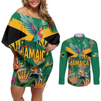 JLP 1PM Holness Couples Matching Off Shoulder Short Dress and Long Sleeve Button Shirt Jamaica Labour Party - Tropical Style - Wonder Print Shop