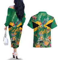 JLP 1PM Holness Couples Matching Off The Shoulder Long Sleeve Dress and Hawaiian Shirt Jamaica Labour Party - Tropical Style - Wonder Print Shop