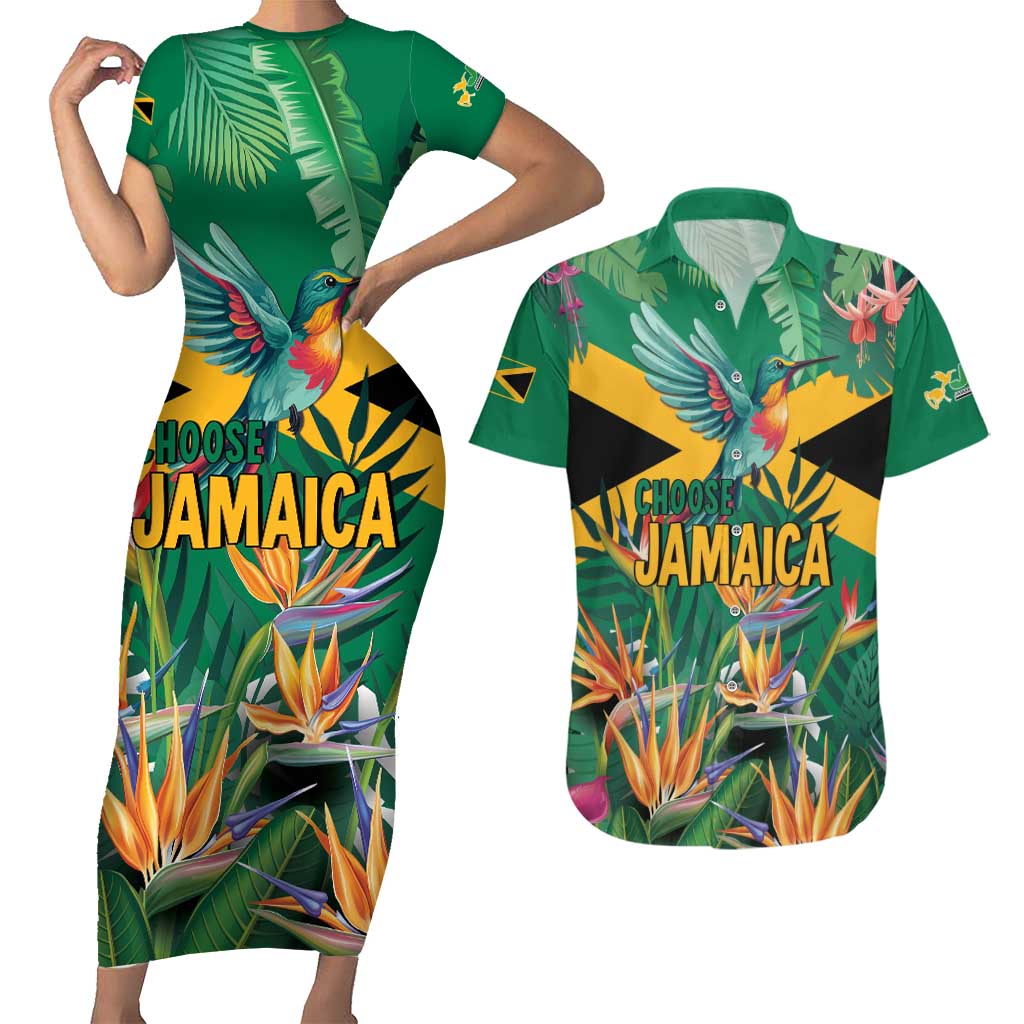 JLP 1PM Holness Couples Matching Short Sleeve Bodycon Dress and Hawaiian Shirt Jamaica Labour Party - Tropical Style - Wonder Print Shop