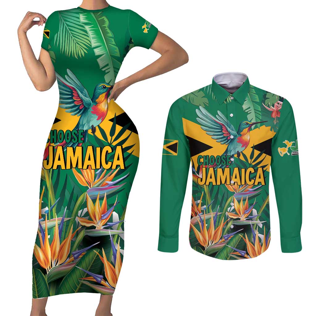 JLP 1PM Holness Couples Matching Short Sleeve Bodycon Dress and Long Sleeve Button Shirt Jamaica Labour Party - Tropical Style - Wonder Print Shop