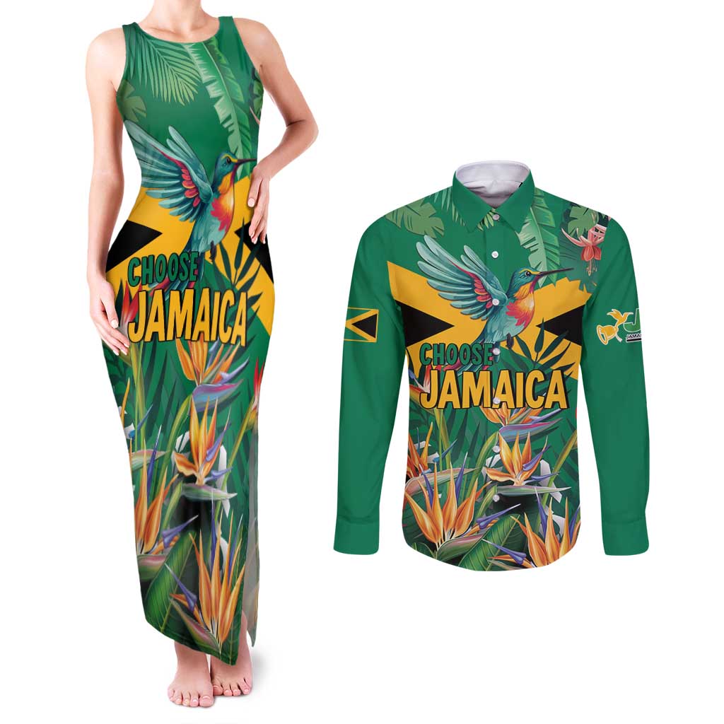 JLP 1PM Holness Couples Matching Tank Maxi Dress and Long Sleeve Button Shirt Jamaica Labour Party - Tropical Style - Wonder Print Shop