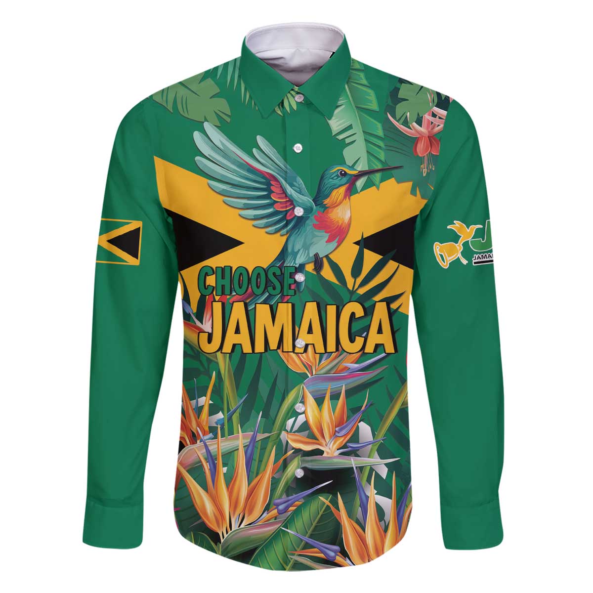 JLP 1PM Holness Family Matching Off The Shoulder Long Sleeve Dress and Hawaiian Shirt Jamaica Labour Party - Tropical Style - Wonder Print Shop