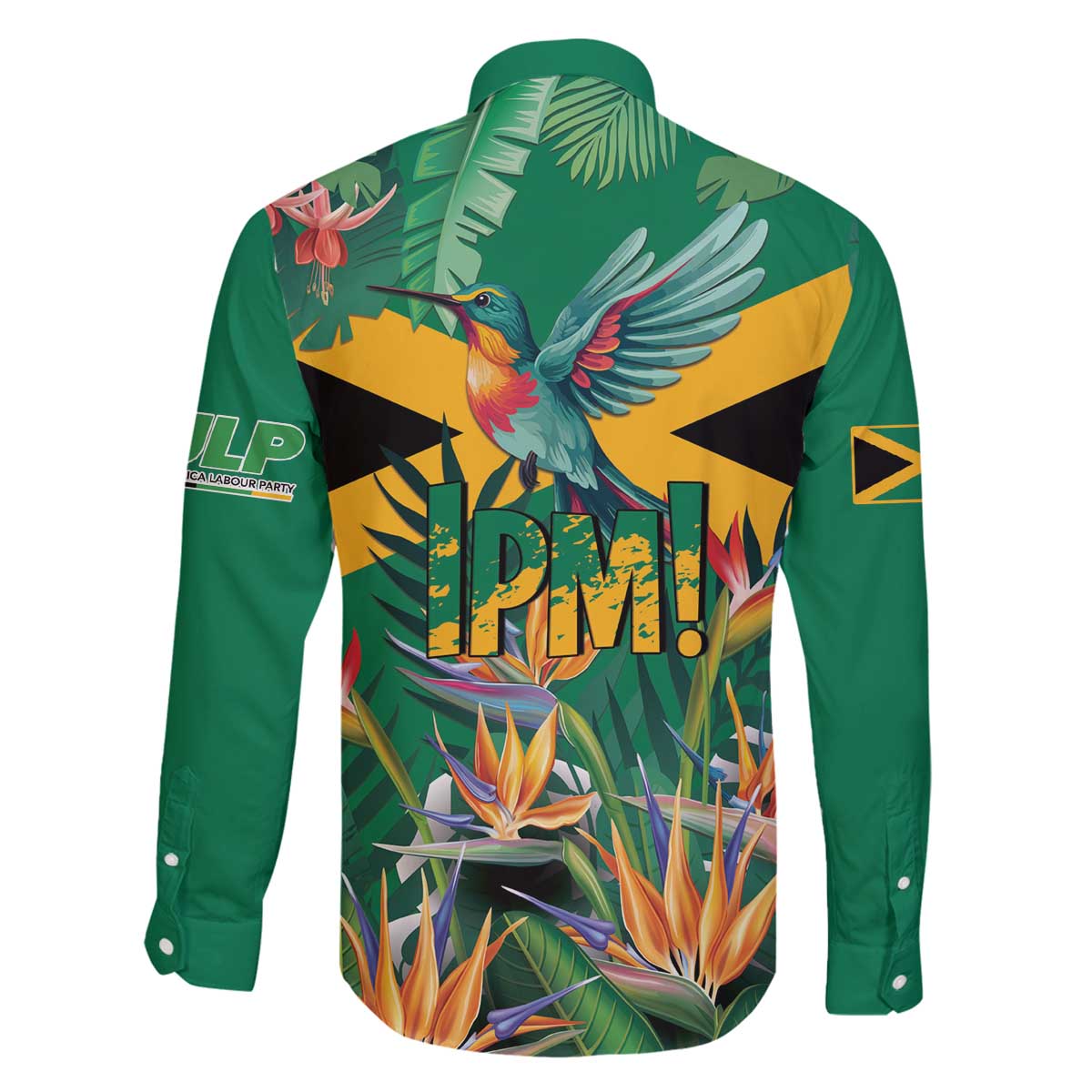 JLP 1PM Holness Family Matching Off The Shoulder Long Sleeve Dress and Hawaiian Shirt Jamaica Labour Party - Tropical Style - Wonder Print Shop