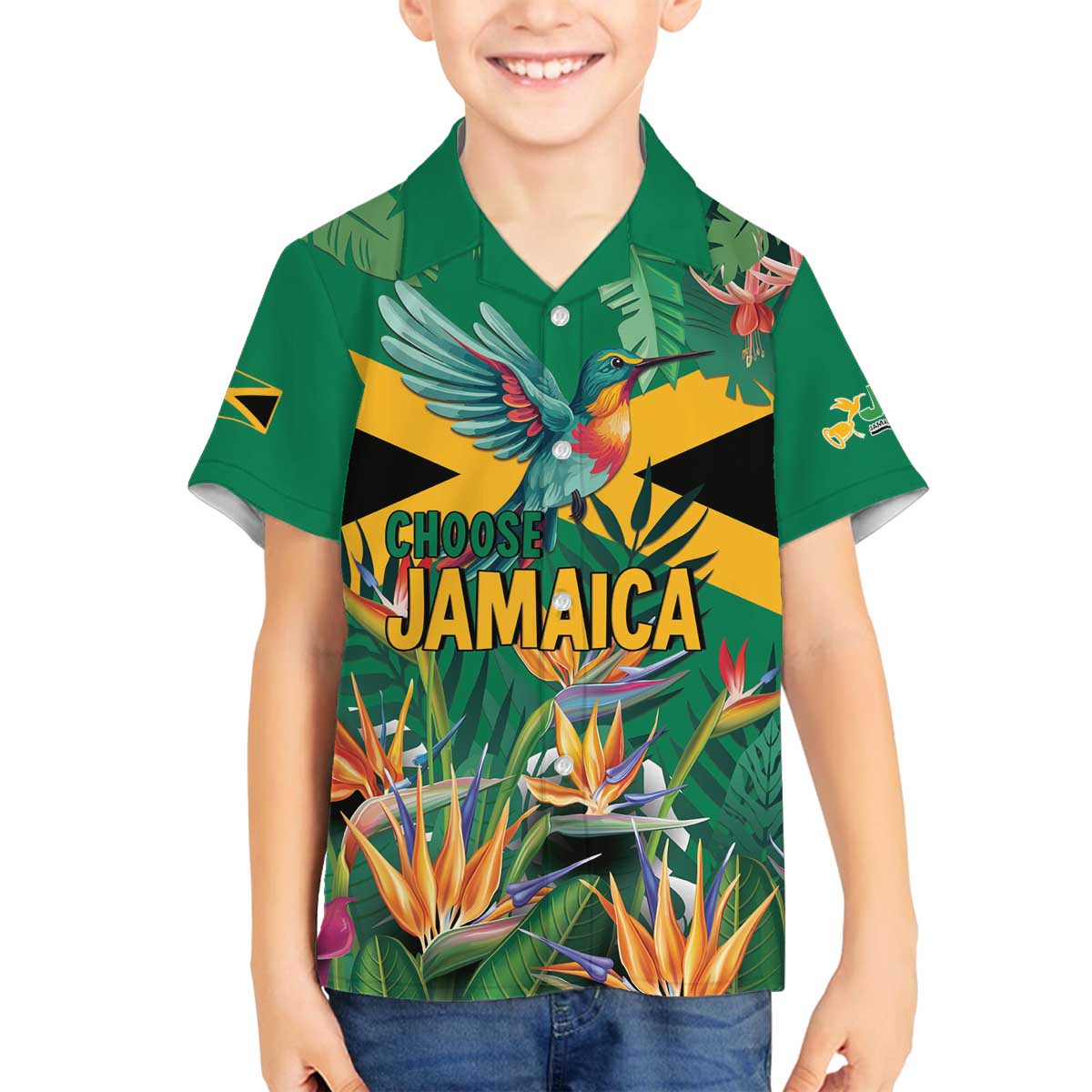 JLP 1PM Holness Family Matching Off The Shoulder Long Sleeve Dress and Hawaiian Shirt Jamaica Labour Party - Tropical Style - Wonder Print Shop