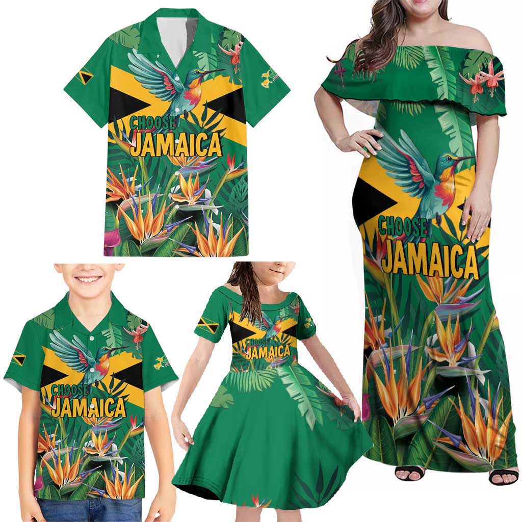 JLP 1PM Holness Family Matching Off Shoulder Maxi Dress and Hawaiian Shirt Jamaica Labour Party - Tropical Style - Wonder Print Shop