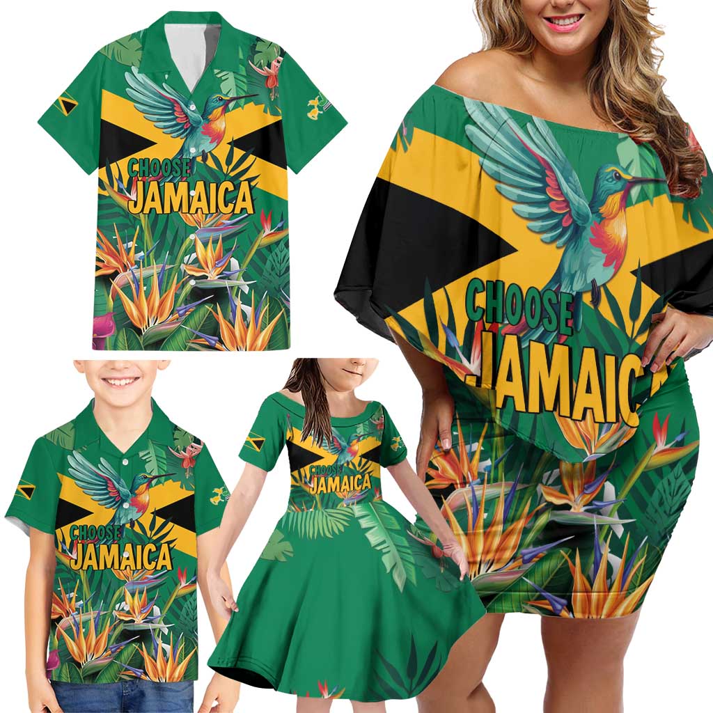 JLP 1PM Holness Family Matching Off Shoulder Short Dress and Hawaiian Shirt Jamaica Labour Party - Tropical Style - Wonder Print Shop