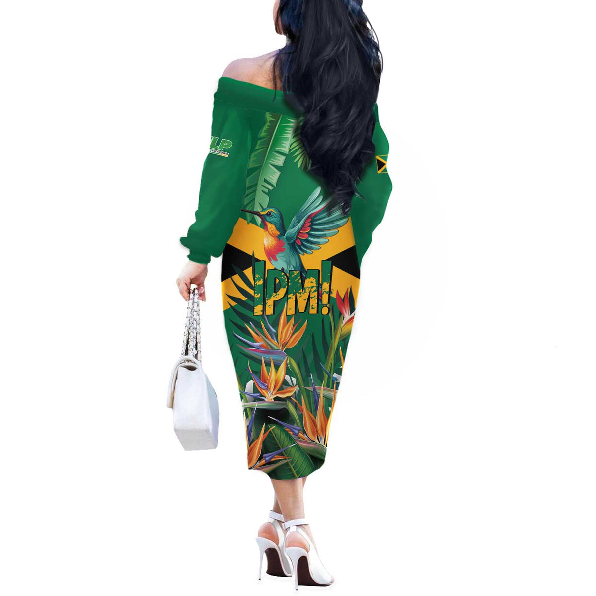 JLP 1PM Holness Off The Shoulder Long Sleeve Dress Jamaica Labour Party - Tropical Style - Wonder Print Shop
