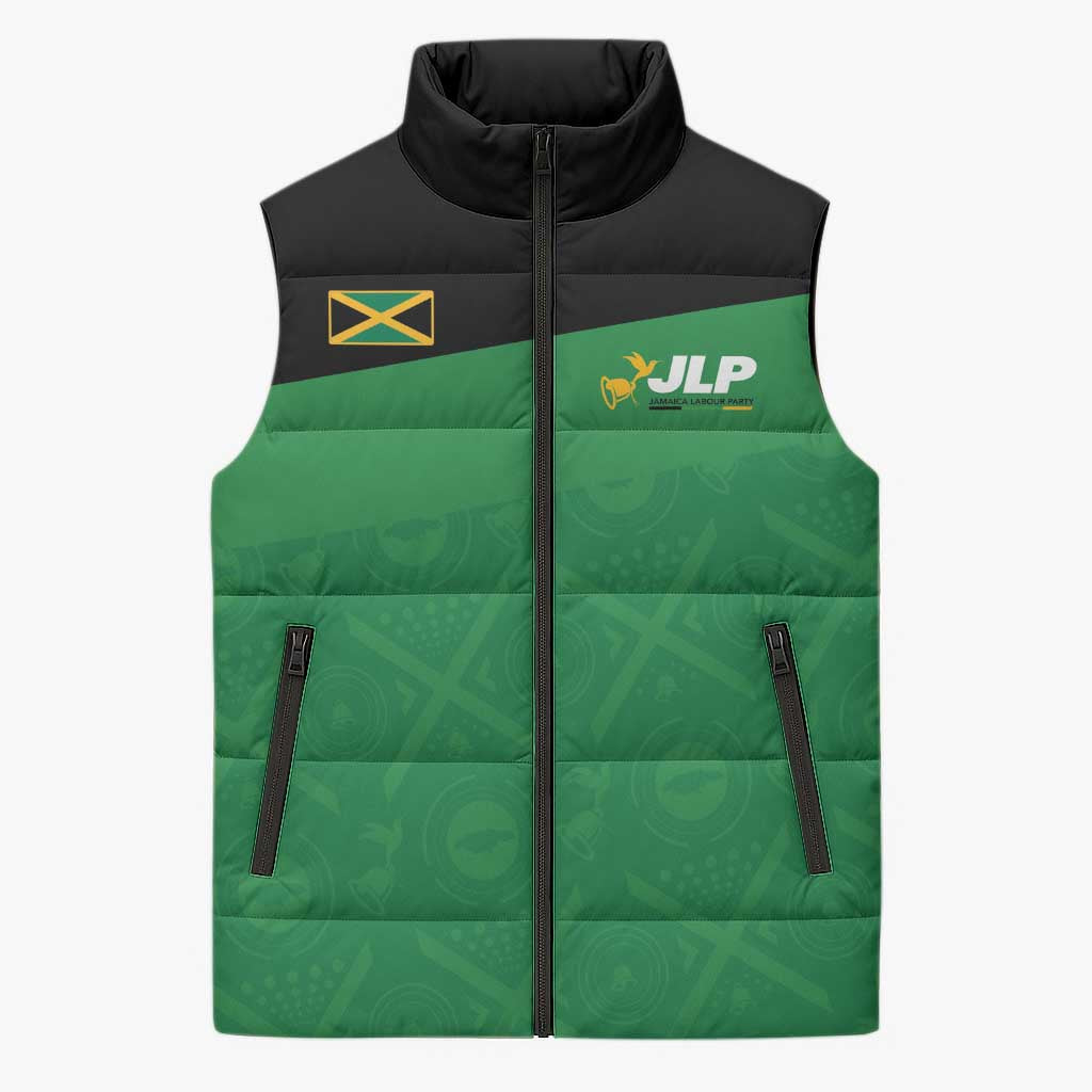 Personalized Jamaica Labour Party Sleeveless Puffer Jacket Proud Supporters - Wonder Print Shop