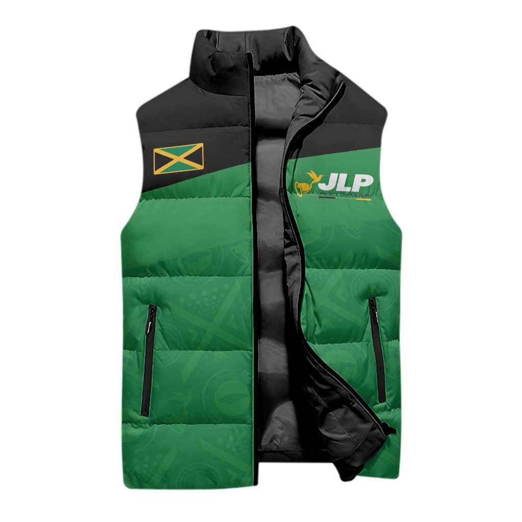 Personalized Jamaica Labour Party Sleeveless Puffer Jacket Proud Supporters - Wonder Print Shop