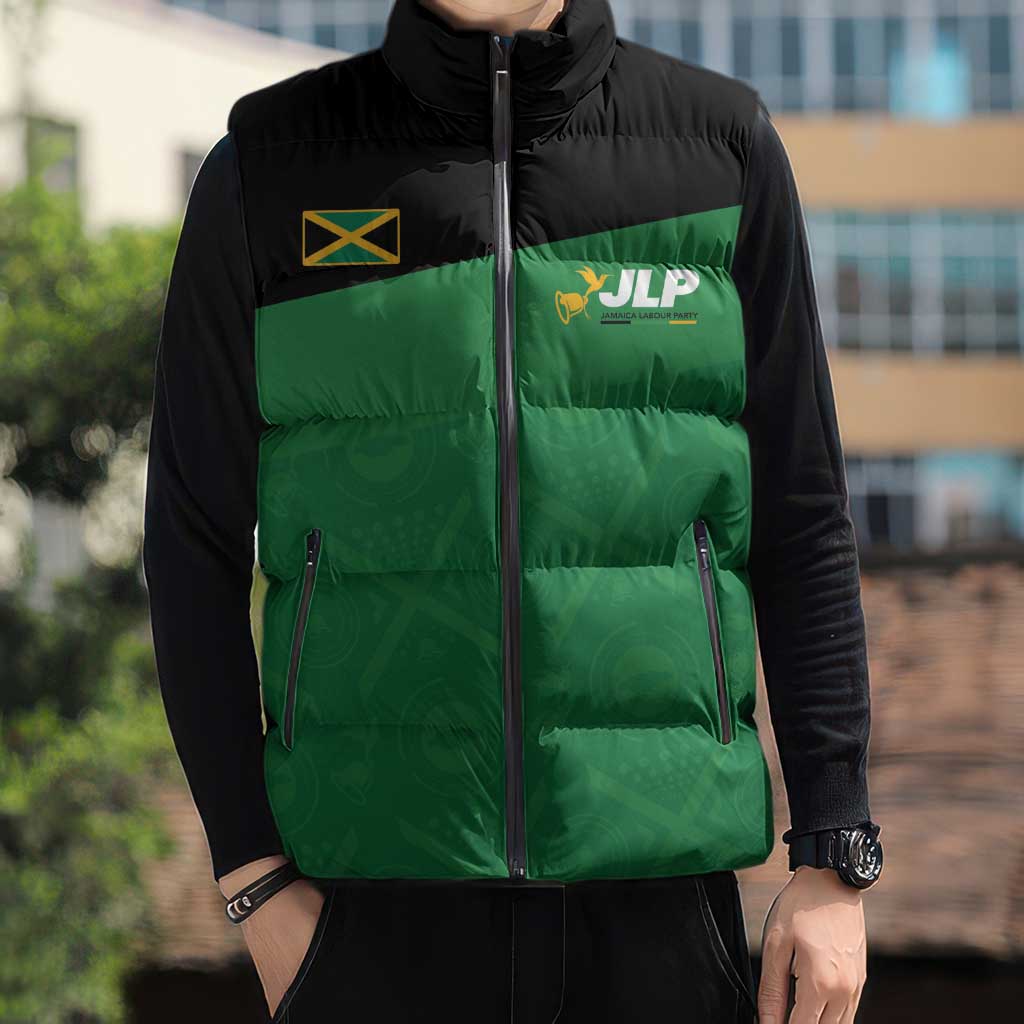 Personalized Jamaica Labour Party Sleeveless Puffer Jacket Proud Supporters - Wonder Print Shop
