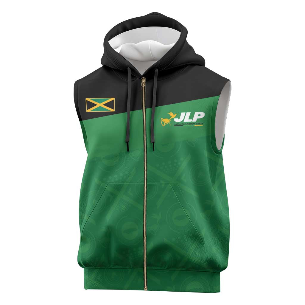 Personalized Jamaica Labour Party Sleeveless Zip Hoodie Proud Supporters - Wonder Print Shop